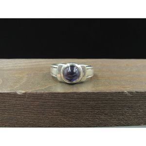 Size 5.75 Sterling Silver Uncut Semi Precious Purple Blue Stone Band Ring